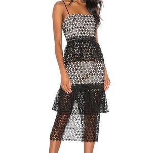 NBD — BLACK RUFFLE MIDI DRESS (NEW without tags)